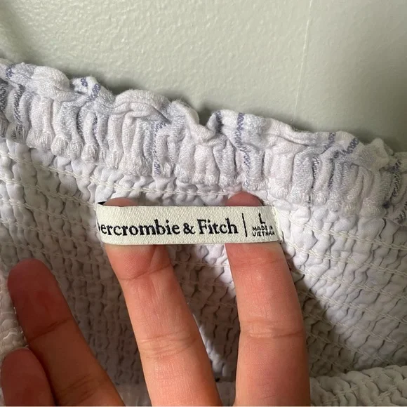 Abercrombie & Fitch Linen Blend Smocked Jumpsuit Size Large - Picture 8 of 10